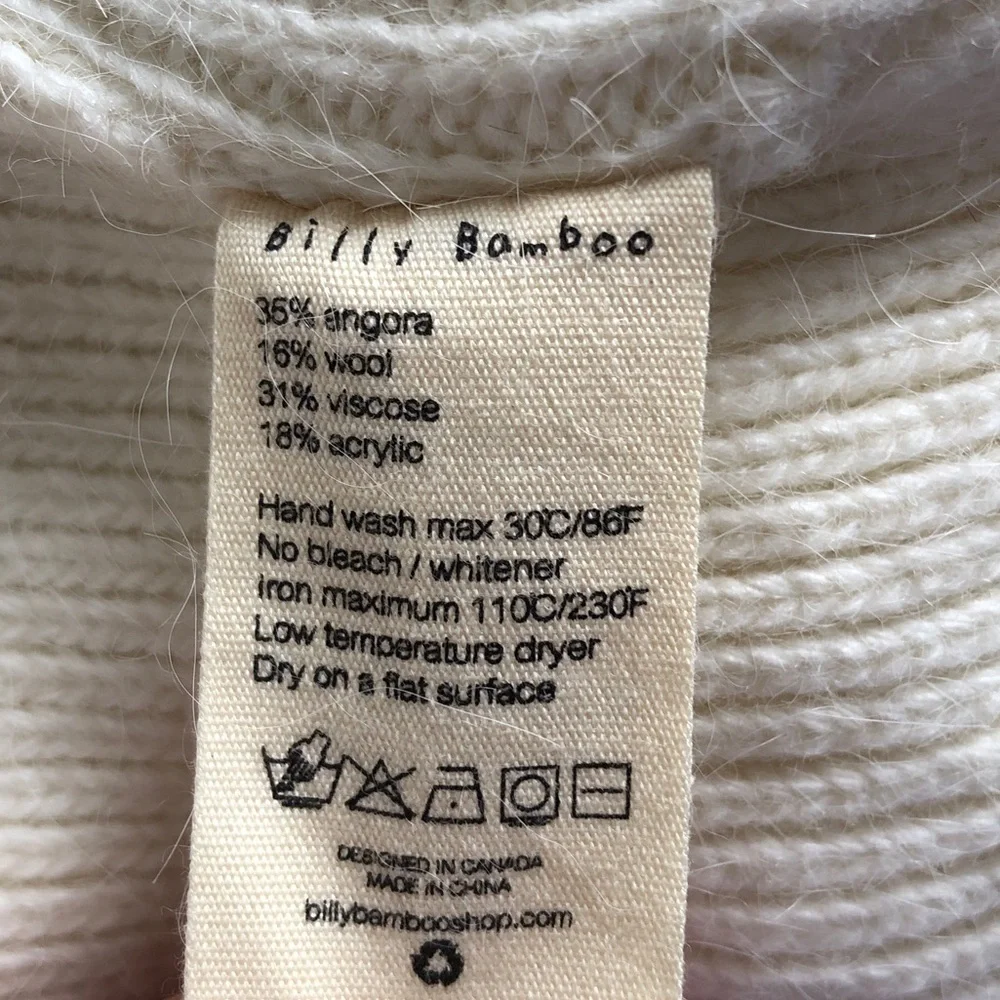 Billy Bamboo Angora Blend Beanie Hat Off White